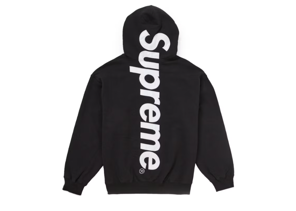 Supreme Satin Applique Hooded Sweatshirt FW24 Black